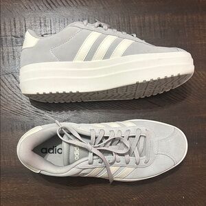 Never Worn Adidas Women's Light Gray and White Platform Sneakers